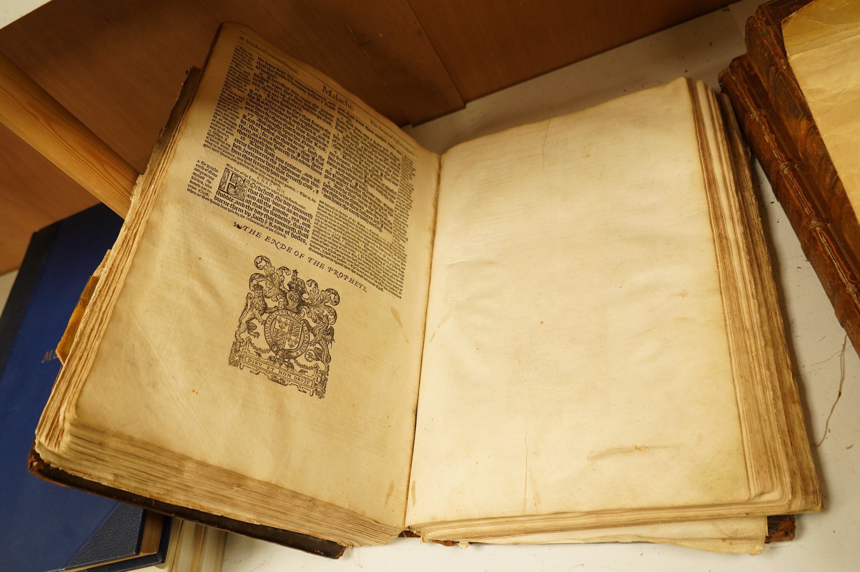 Bible - A Sixteenth Century Elizabethan Geneva version, printed in black letter. [The Bible. Translated according to the Ebrew and Greeke ...With most profitable Annotations ...] i.e. lacks general title, otherwise compl
